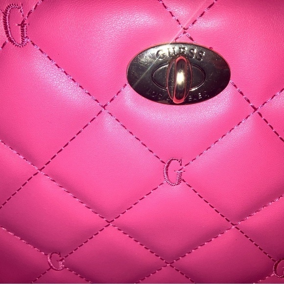 🔥NWT RARE🔥 GUESS Silvana Barbie Pink Quilted Vegan Leather Mini Tote - Picture 11 of 11